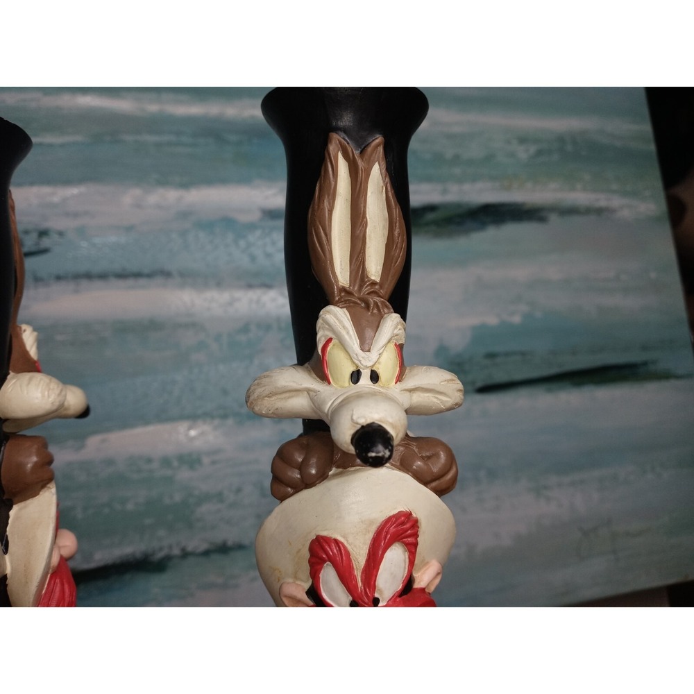 Vintage Looney Tunes Totem Candle Stick Holders 1995 Warner Bros Store-Set of 2 - Picture 9 of 12